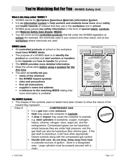 WHMIS and Safety Worksheet - Answer key