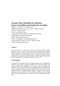 Semantic Data Modelling for databases: Issues of modelling and