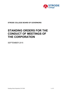 Standing Orders for Corporation Meetings