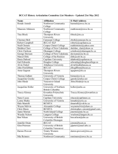 BCCAT History Articulation Committee List Members