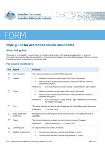 Style guide for accredited course documents