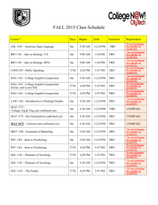 FALL 2015 Class Schedule Course * Days Begins Ends Instructor