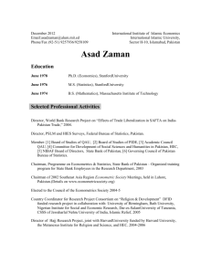 Asad Zaman's Vita