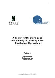 A toolkit for monitoring and responding to diversity in the Psychology