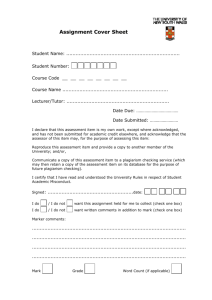 Assignment Cover Sheet