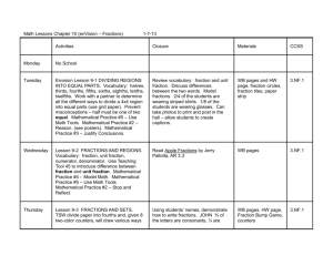 Math Lessons Chapter 10 (enVision – Fractions) 1-7