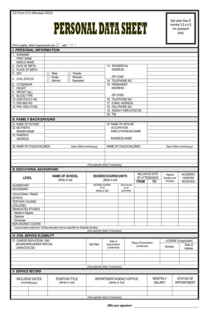 CS Form 212 DepEd Bohol