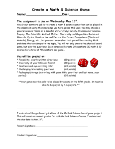 math science game board / Microsoft Word 97