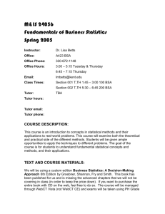 M&IS 24056 Fundamentals of Business Statistics