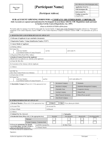 Sub – Account Opening Form