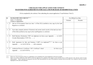 Checklist for Application for Consent to enter into Agreements for