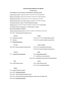 Recommended Databases and eReference Books, by subject area