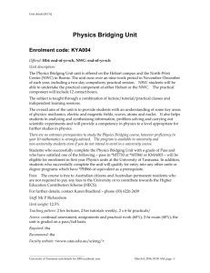 Physics - University of Tasmania