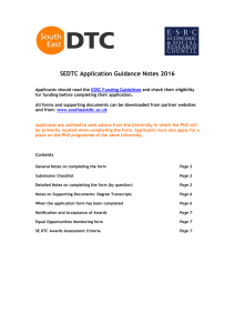 Application Guidance Notes - South East Doctoral Training Centre