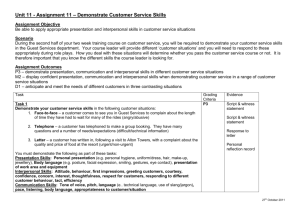 Assignment 11 - Demonstrate customer service skills
