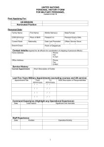 Personal History Profile Form for Military Personnel (PHP)