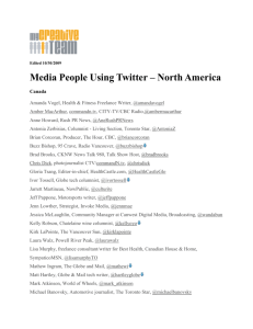 Edited 10/30/2009 Media People Using Twitter – North America