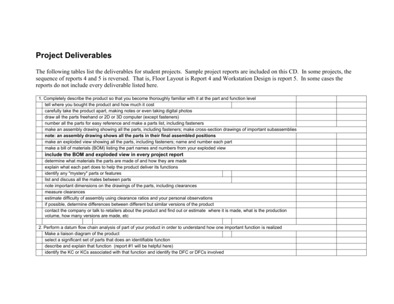 Project Deliverables Examples Gambaran