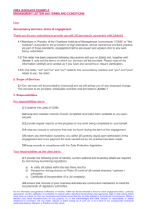 Terms of engagement letter (with complaints handling