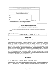 Articles of Incorporation - Lake Center Elementary PTO