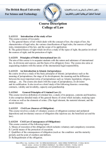 Course Description College of Law LA11111 Introduction of the