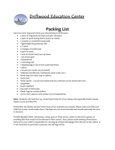 Packing List - Driftwood Education Center