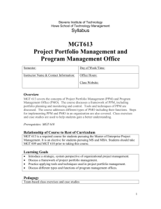 Project Portfolio Management and Program Management Office