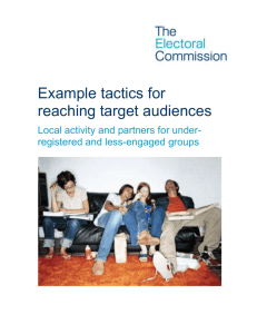 Example tactics for reaching target audiences