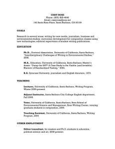 Curriculum Vitae - Writing Program - University of California, Santa