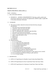 CSI Format Chain Link Fence Specification