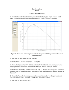 Lab 1 -Planck Function and Using HYDRA2 to Inspect Multispectral