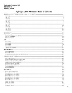 Hydrogen USPS Affirmative Table of Contents