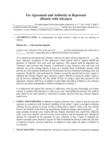 Fee Agreement and Authority to Represent