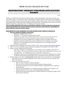 respiratory therapy program application packet