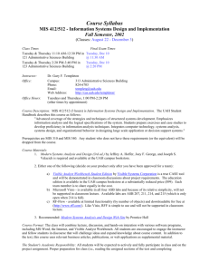 MIS 412/512 Syllabus: Information Systems Design and Implementation
