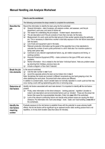 Manual handling job analysis worksheet