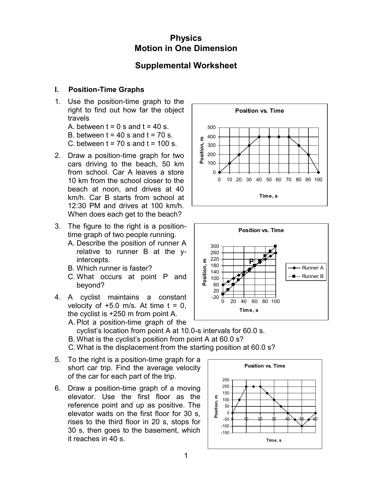 Velocity Time Graph Worksheet Answers - Promotiontablecovers For Position Time Graph Worksheet