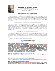 Resume of Robert Krten, QNX Consultant
