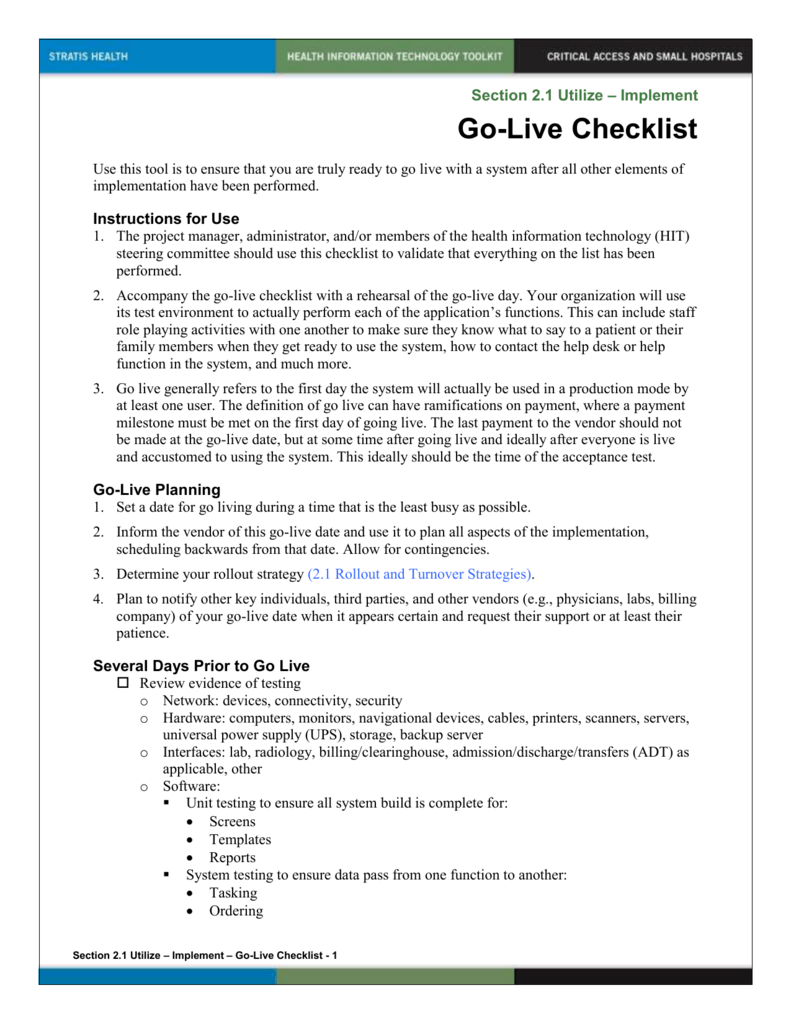 Golive Checklist doc