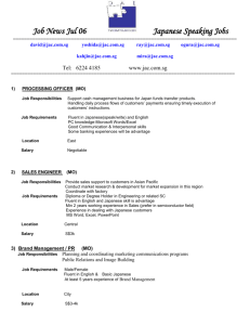 Job News Jan 06 Japanese Speaking Jobs