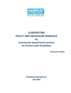 Elaborating Policy and Procedure manuals for Community