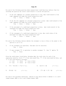 Exam 02 For each of the following questions about propositional