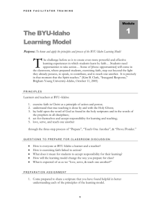 Peer Facilitator Training on the Learning Model - BYU