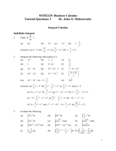 MTH2129: Business Calculus Tutorial Questions 3 Dr. John O