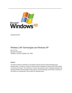 Wireless LAN Technologies and Windows XP
