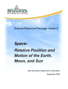 Space - Relative Position and Motion of the Earth Moon and Sun