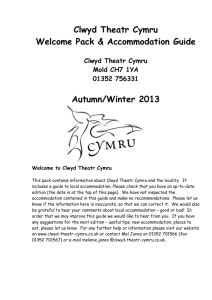 Clwyd Theatr Cymru Welcome Pack & Accommodation Guide