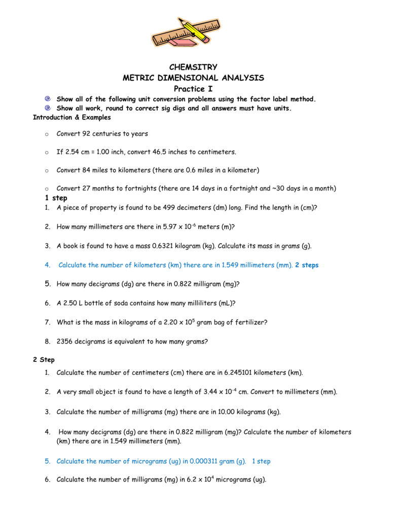32 Dimensional Analysis Factor Label Method Answer Key Labels For