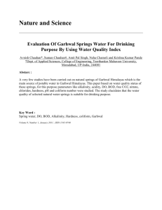 Evaluation Of Garhwal Springs Water For Drinking