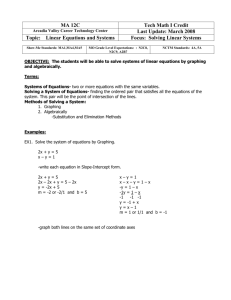 Linear Equations and Systems - Arcadia Valley R